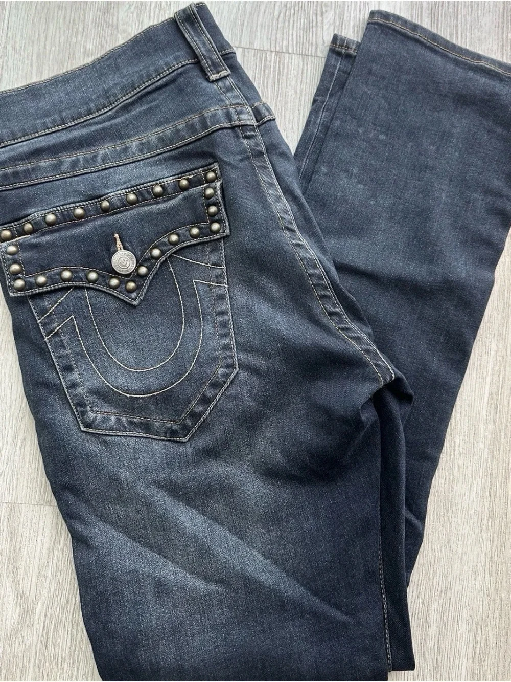 True Religion Men's Faded Indigo Slim Straight Jeans